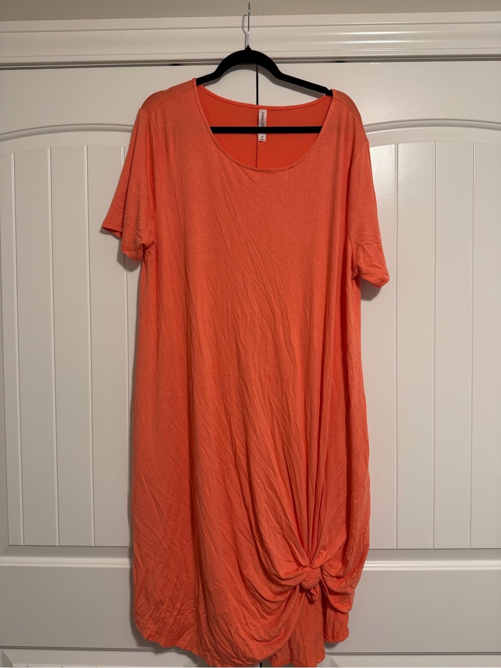 Zenana Outfitters Coral Scoop-Neck Tee Dress with Side Knot